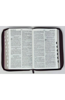 Image of Biblia RVR 1960 Letra Grande Tamaño Manual Tricolor Guinda Palo Rosa Marrón con Cierre con Índice