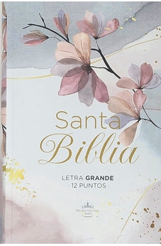 Biblia RVR 1960 Letra Grande Tamaño Manual Tapa Flex Pastel Rama Flores con Índice