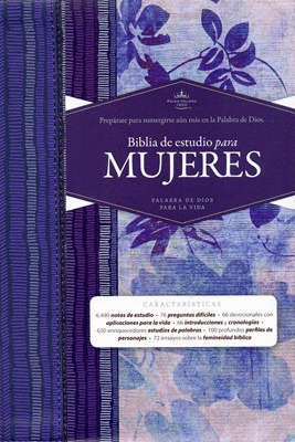 Image of Biblia RVR 1960 de Estudio para Mujer Azul Floreado Tela Impresa con Índice