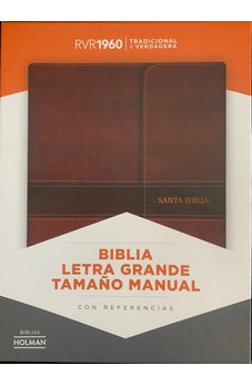 Biblia RVR 1960 Letra Grande Tamaño Manual Marrón Símil Piel y Solapa con Iman