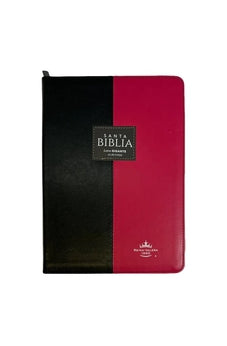 Image of Biblia RVR 1960 Letra Gigante Símil Piel Duotone Negro Fucsia con Índice con Cierre