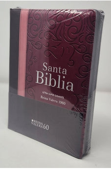 Biblia RVR 1960 Letra Súper Gigante Tricolor Guinda Palo Rosa Marrón con Cierre con Índice