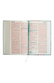 Image of Biblia RVR 1960 Letra Grande 12.5 puntos Tamaño Manual Tapa Flex Flores Turquesas