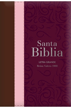 Image of Biblia RVR 1960 Letra Grande Tamaño Manual Tricolor Guinda Palo Rosa Marrón con Cierre con Índice