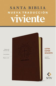 Biblia NTV Letra Súper Gigante Café Oscuro Símil Piel