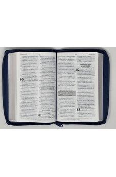 Image of Biblia RVR 1960 de Promesas Letra Grande Tamaño Manual Azul Triangulos Simil Piel con Cierre