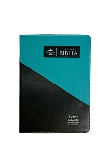 Image of Biblia RVR 1960 Letra Gigante Símil Piel Duotone Negro Turquesa Triangular con Índice