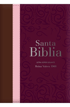 Image of Biblia RVR 1960 Letra Súper Gigante Tricolor Guinda Palo Rosa Marrón con Cierre con Índice